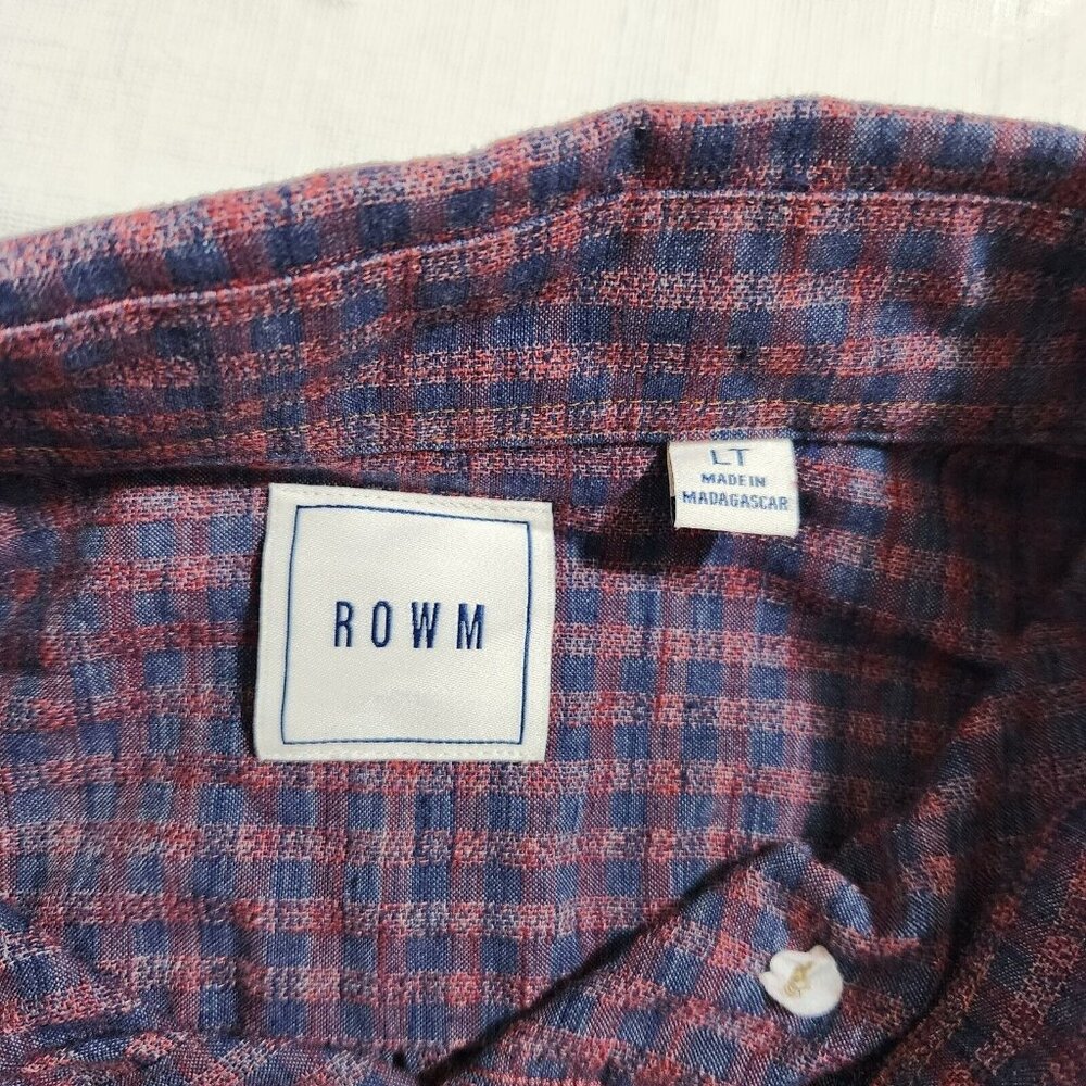 Rowm Mens Long Sleeve Button-Down Shirt Red/Blue Checkered size LT - Picture 3 of 11